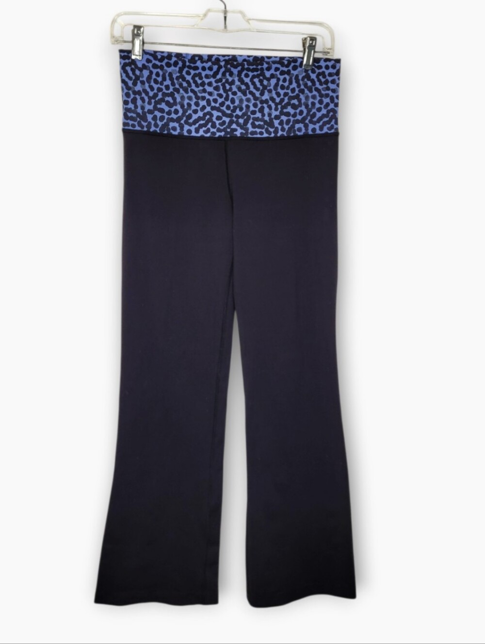 Lululemon Groove II Fold Over Waist Flare Leg Pants 6 Black 30" Inseam Retro